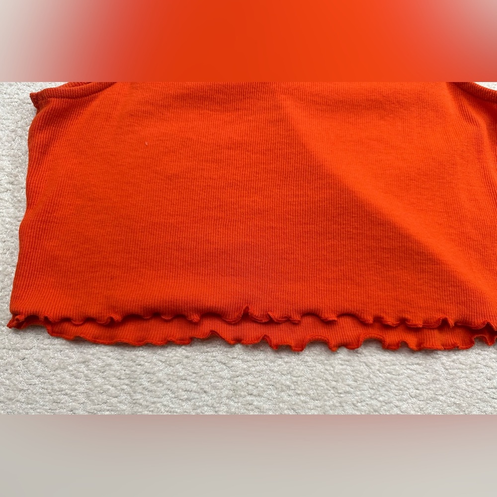 Melrose and Market Cropped Tank Top Women’s Size Medium Orange Organic Cotton - Picture 5 of 7